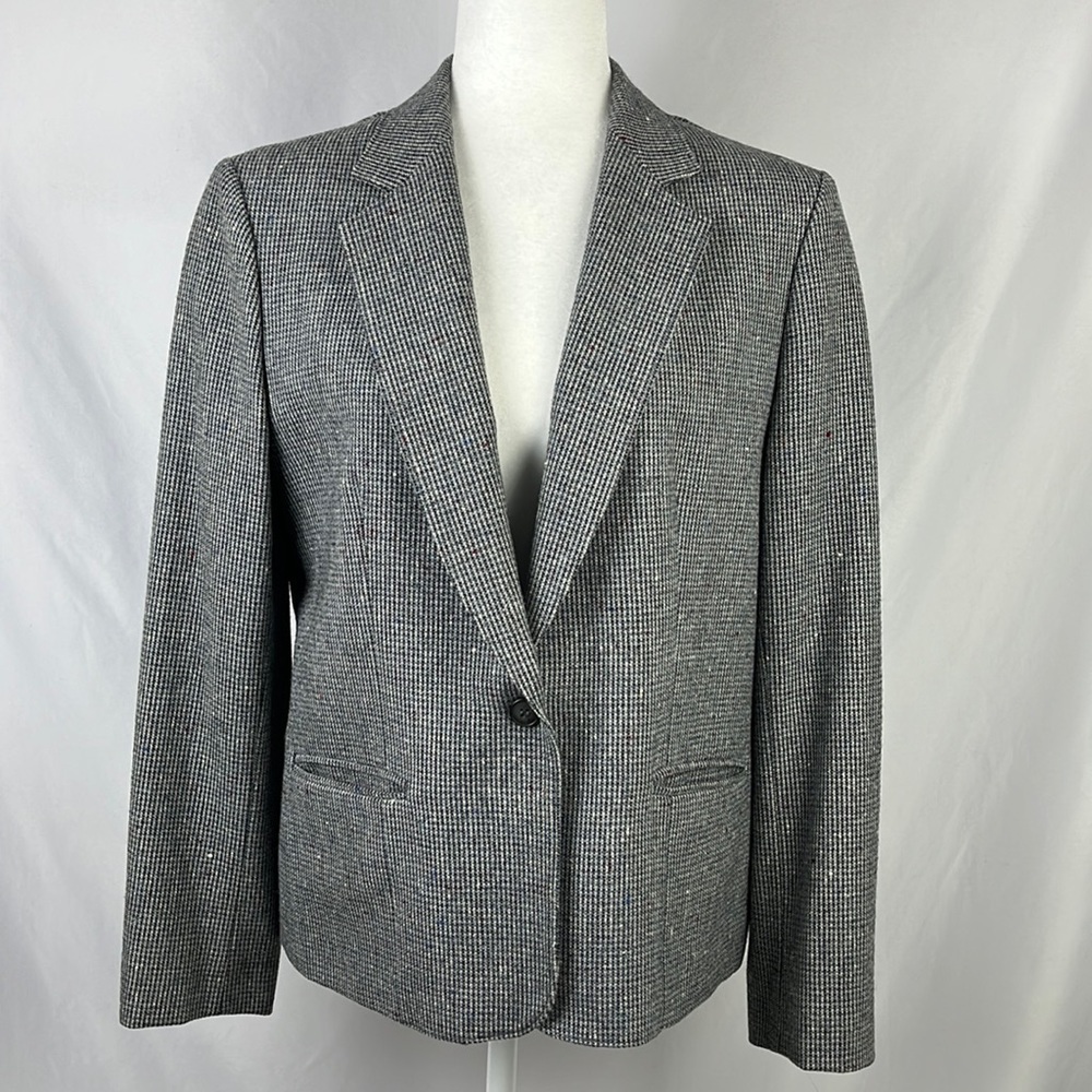 Pendleton Tweed 100% Pure Virgin Wool Grey Blazer Womens Old Money Academia